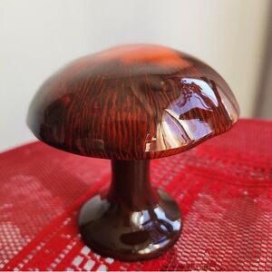Vintage Ceramic Mushroom - Brown and Orange Glazed Pottery Retro Kitchen Decor